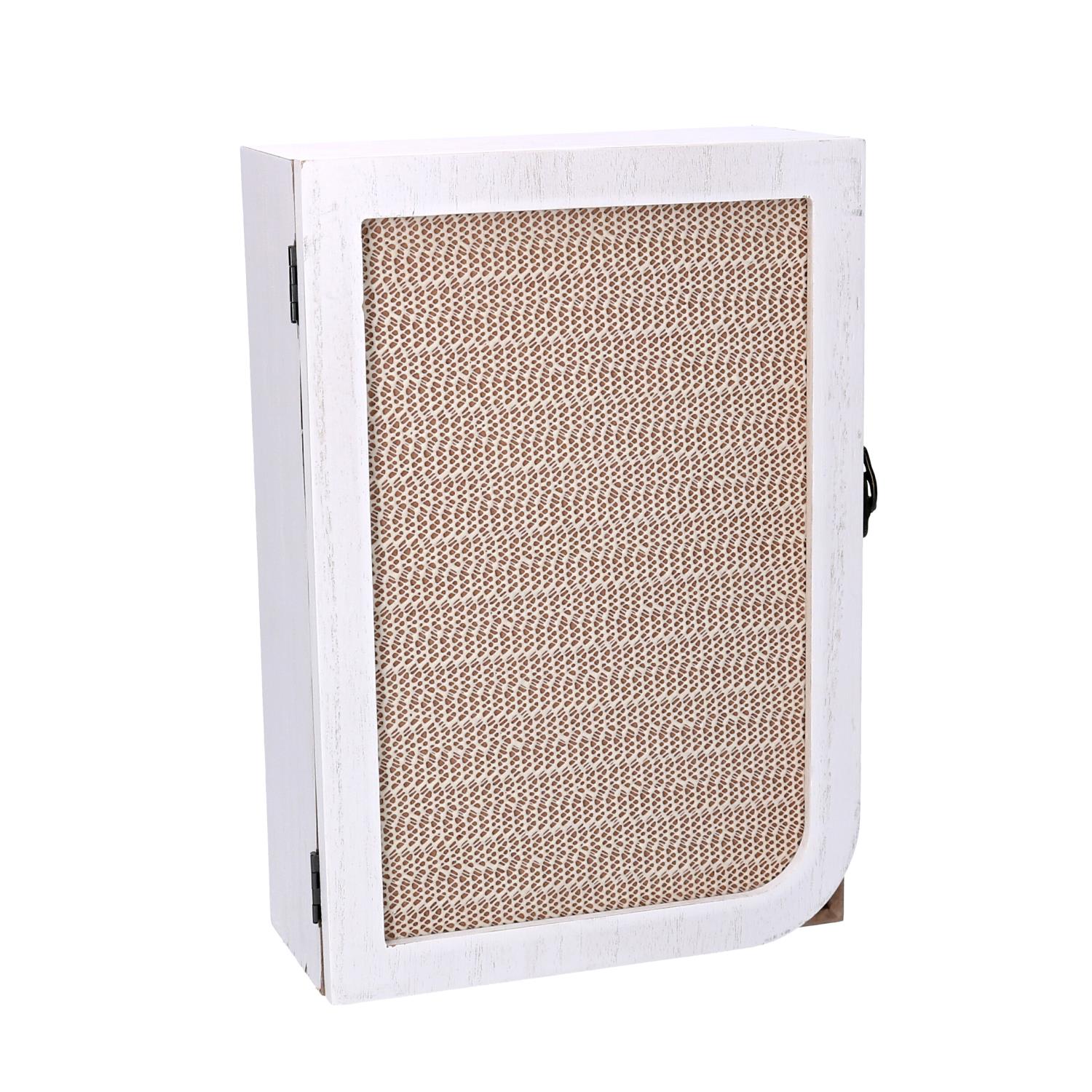 Image of Portachiavi cancelletto legno 3 ganci bianco rettangolare cm20x9,5x29