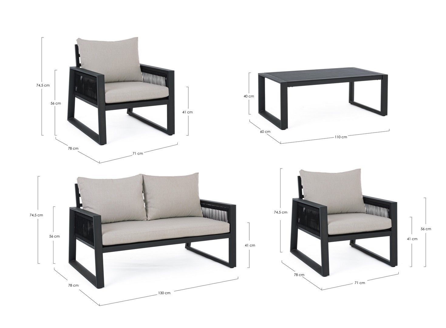 Image of Set salotto giardino Captiva antracite