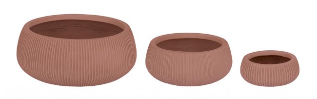 Image of Set3 P.Vaso Ribbed Bomb Terracotta Basso