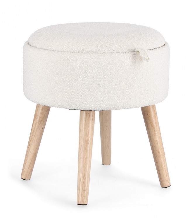 Sgabello contenitore D.39 x 42.5h in bouclé
