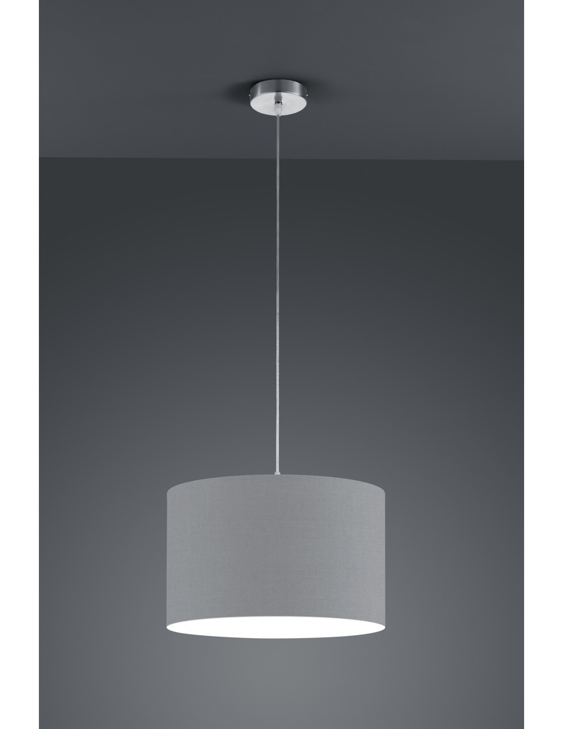 Sospensione Singola Hotel Paralume Grigio Ø40 cm Trio Lighting