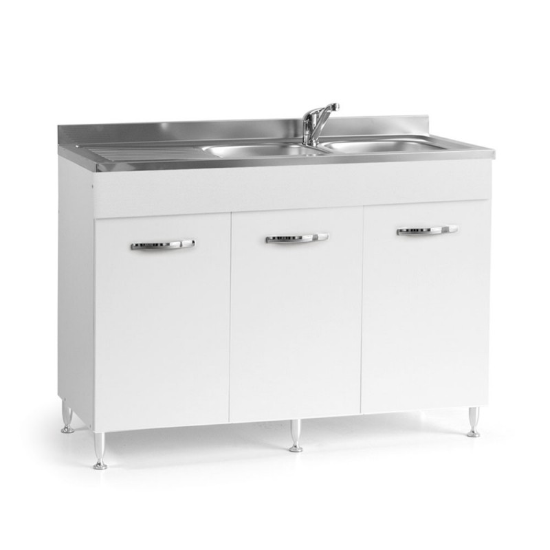 Image of Sottolavello per cucina 3 ante Bianco reversibile Cm 120x50xH 85