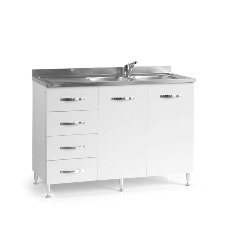 Image of Sottolavello per cucina Bianco Frassinato 2 ante c-cassettiera SX Cm 120x50xH 85