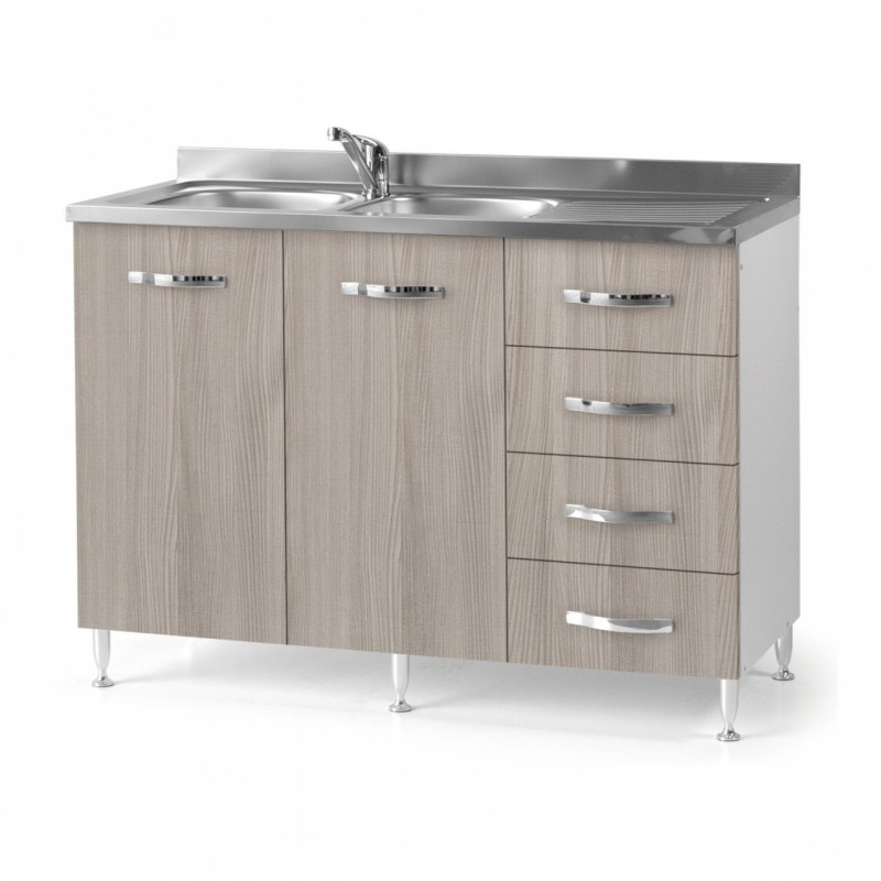 Image of Sottolavello per cucina olmo 2 ante con cassetti DX Cm 120x50xH 85