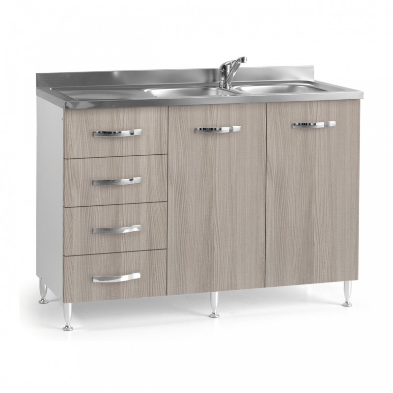 Image of Sottolavello per cucina olmo 2 ante con cassetti SX Cm 120x50xH 85