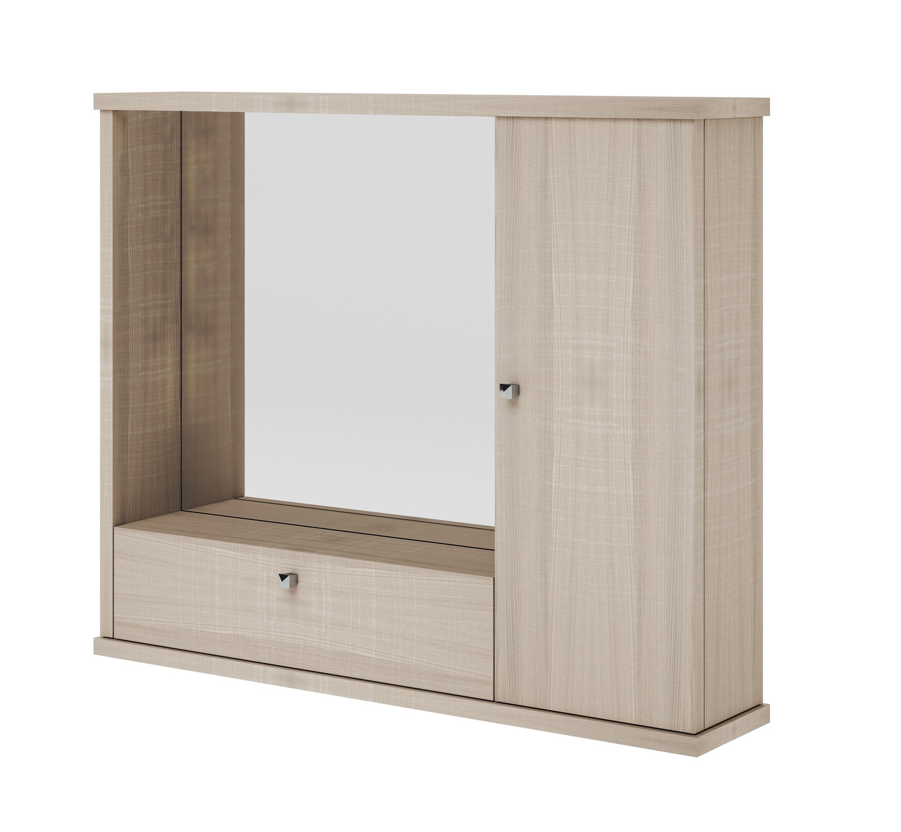 Image of Specchiera bagno mobile arrossoo moderno 1 anta con ribalta olmo h.61x73x14
