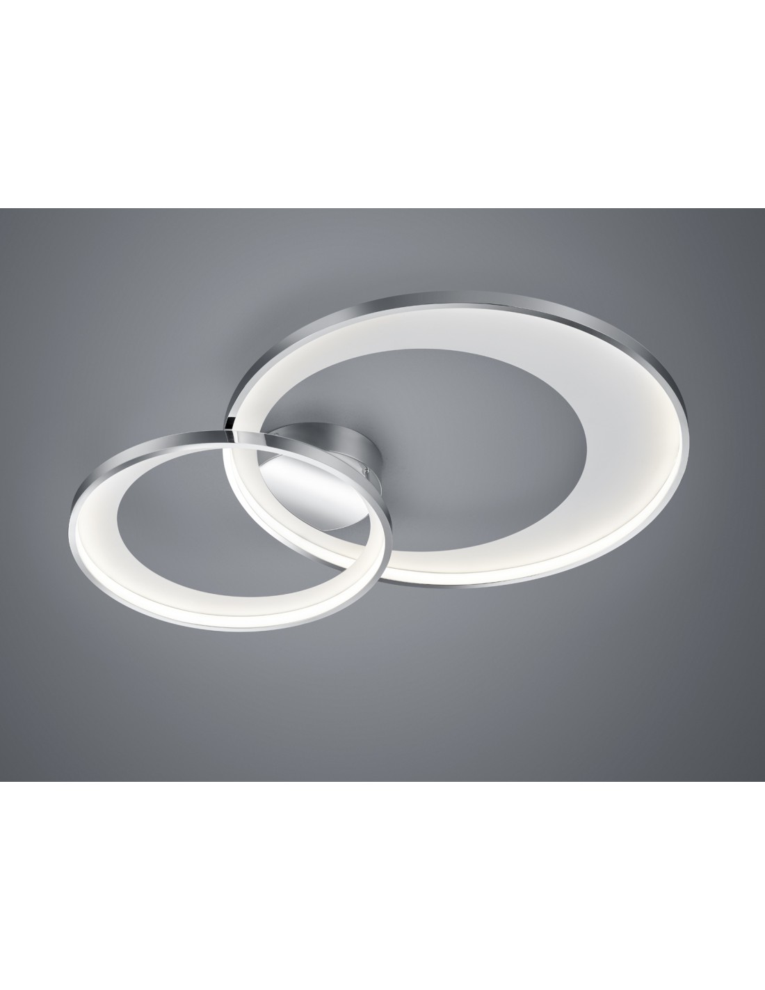 Image of Plafoniera Granada Doppio Cerchio Cromo Led 36w Dimmerabile L85 cm Trio Lighting