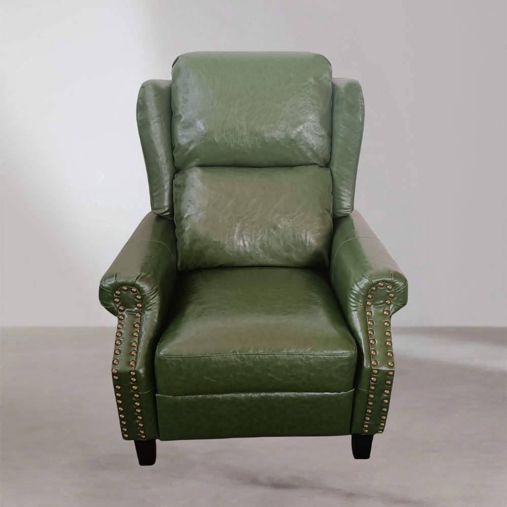 Poltrona Wing recliner 6 punti massaggianti in ecopelle colore verde H106xL91xP86