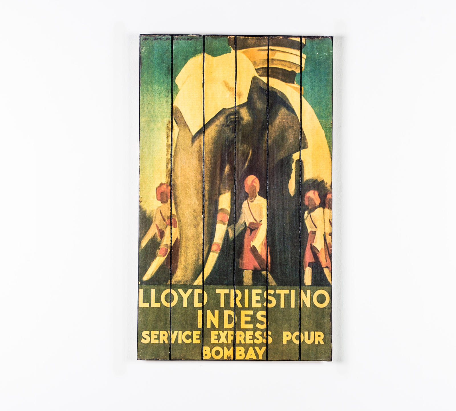 Stampa su legno con tela multicolor 60x100 cm