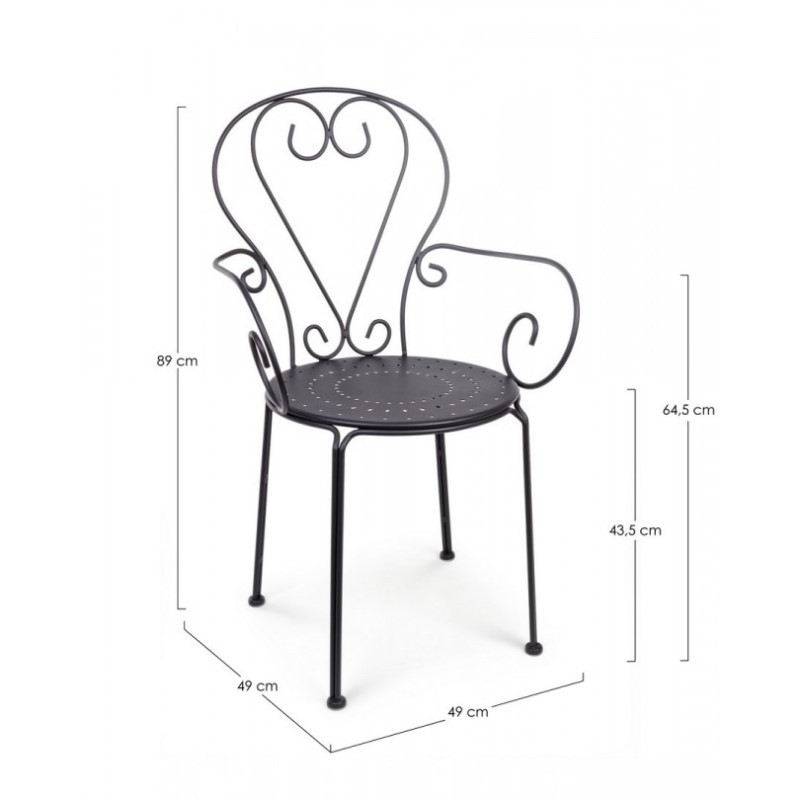 4x Sedia da giardino con braccioli in acciaio Antracite ETIENNE 49x49x h89 cm