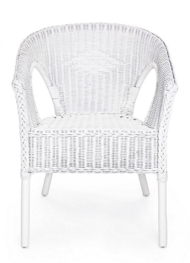 Poltrona in rattan bianco 58x61x74 cm