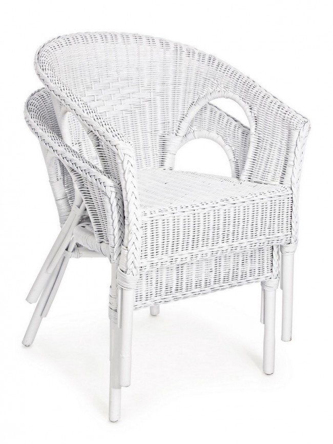 Poltrona in rattan bianco 58x61x74 cm