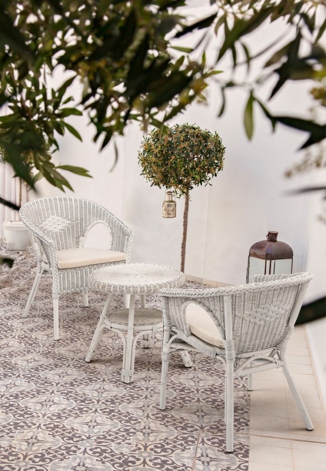 Poltrona in rattan bianco 58x61x74 cm