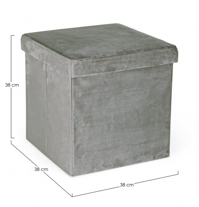 Pouf cont. piegh. velluto grigio