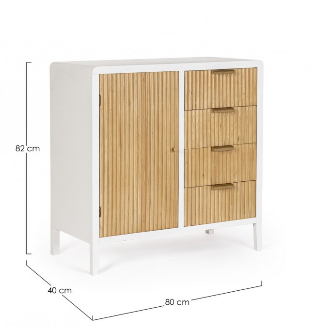 Credenza bianca e naturale 1a-4c