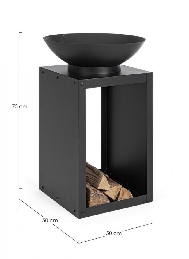 Braciere nero 50x75 cm per giardino
