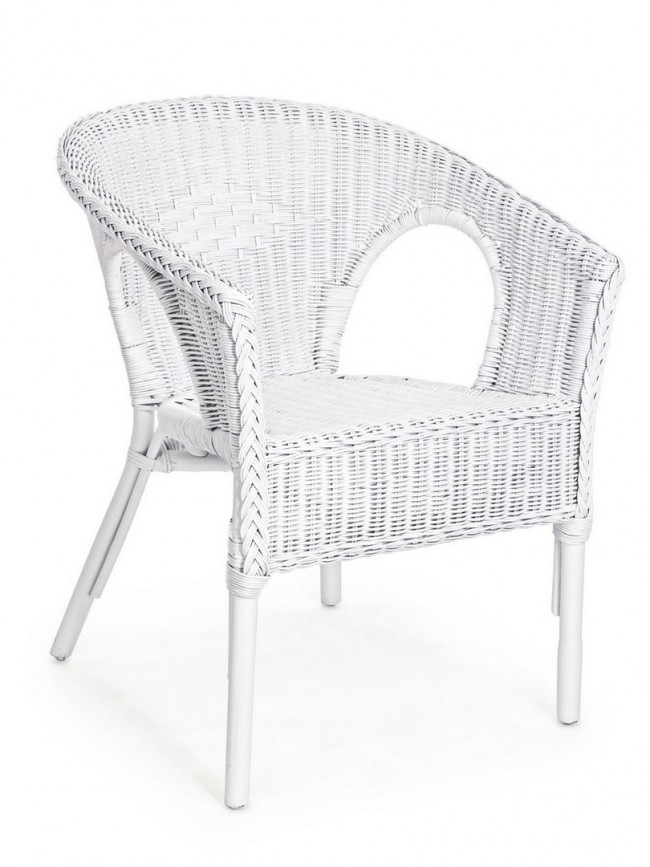 Main Image for Poltrona in rattan bianco 58x61x74 cm