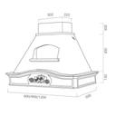 Cappa aspirante DÉSIRÉE/SOFIA in acciaio inox bianco e cornice in legno intarsio cm 90