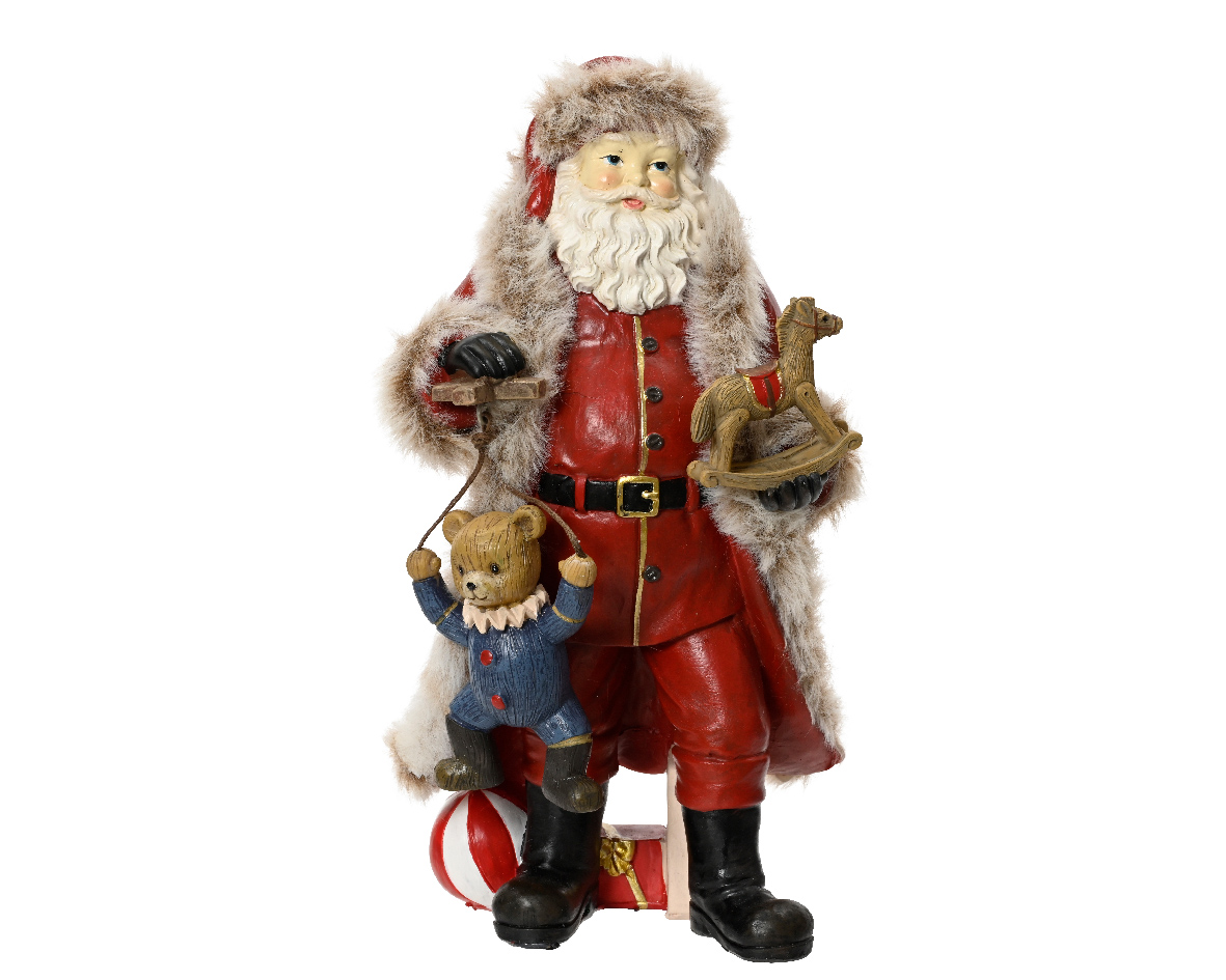 Image of Babbo Natale con orso h.22cm, rosso