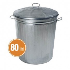 Bidone rifiuti in acciaio zincato 80 Litri diametro 48x h50 cm