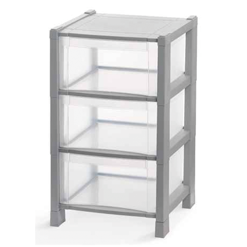 Iperbriko Grigio Cassettiera Tower Cassetti 38X38x59 Cm Taglia 3
