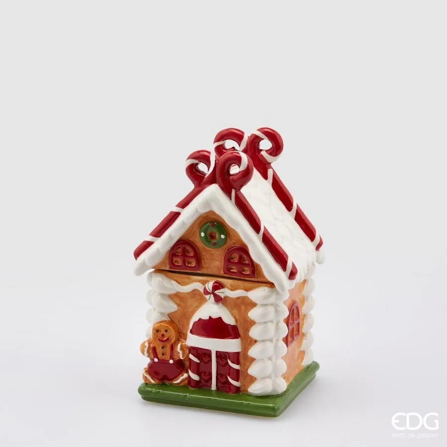Image of Contenitore casetta Natale con fiocco H 19 cm