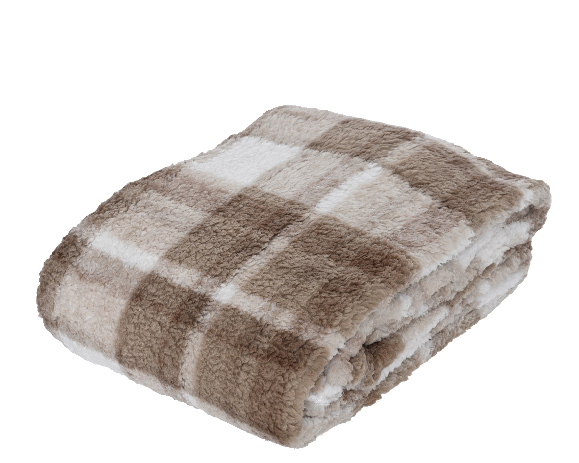 Image of Plaid poliestere a quadri marrone 130x170 cm