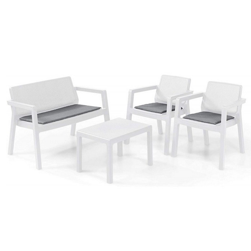 Image of Set salotto da esterno Emily Lounge bianco Keter