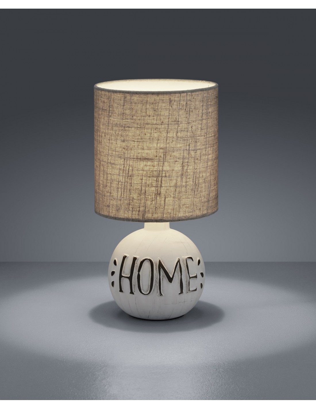 Image of Lampada Da Tavolo Esna Ceramica &quot;HOME&quot; E Paralume Cappuccino Ø16 cm Trio Lighting