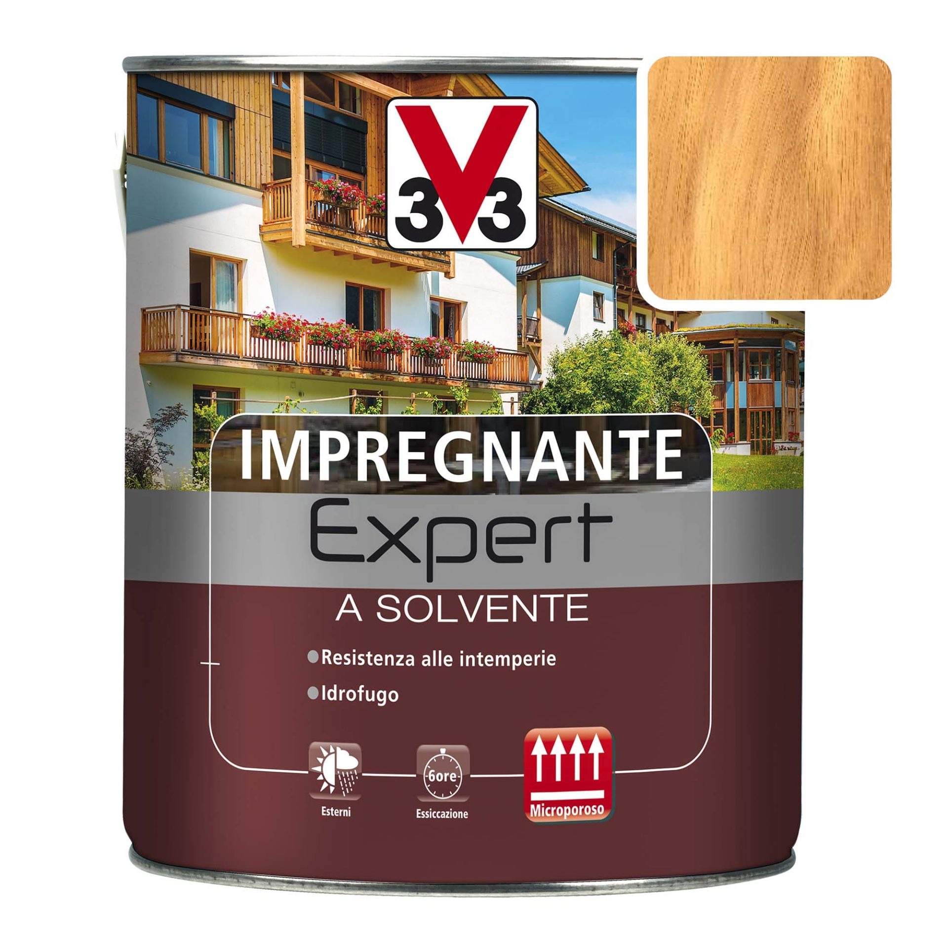 Image of Impregnante Expert Solvente 2,5 Noce Chiaro per Proteggere i Supporti in Legno Esterno