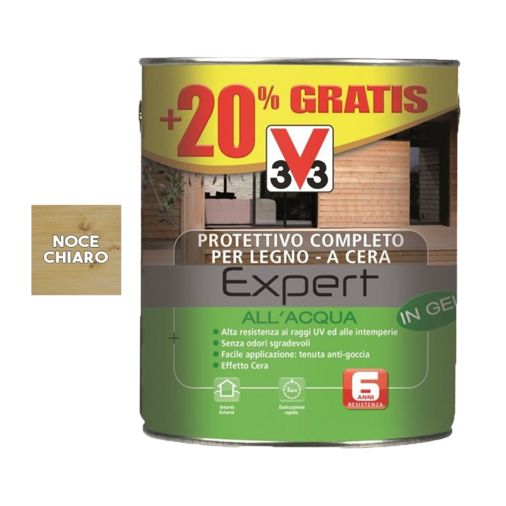 Image of Protettivo Legno Expert V33 Acqua Gel 3Lt Noce Chiaro
