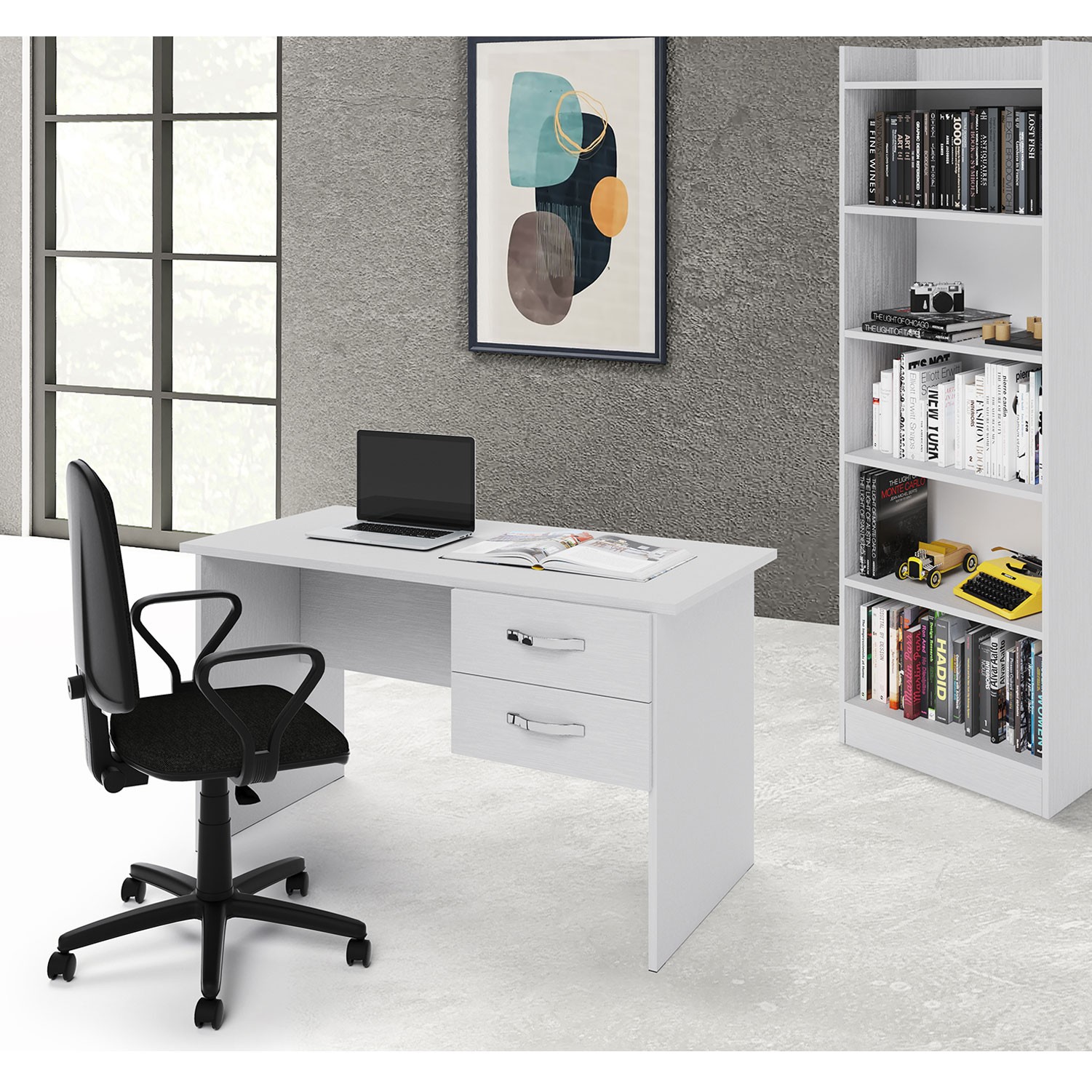 Scrivania Tiffany con cassetti bianca