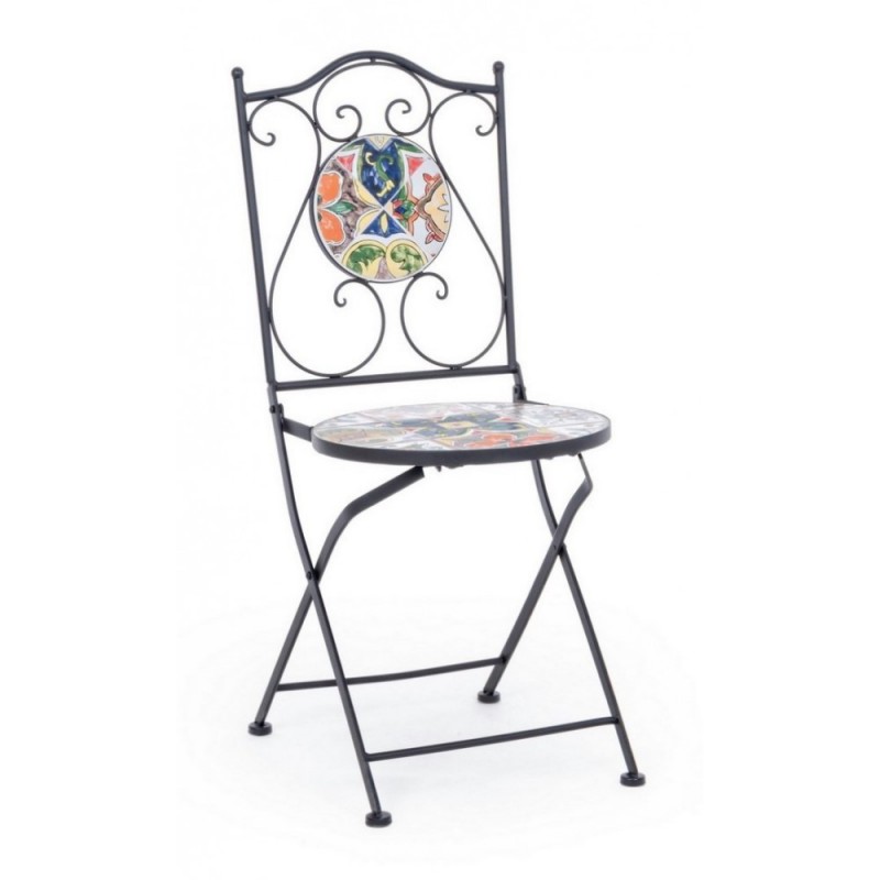 Sedia da giardino esterno in acciaio con ceramica pieghevole