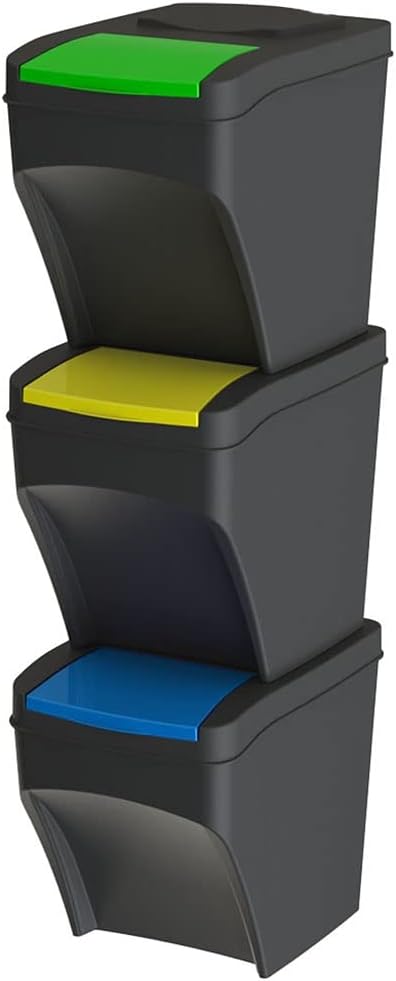 Image of Set 3 pattumiere stack 25l fusto ne