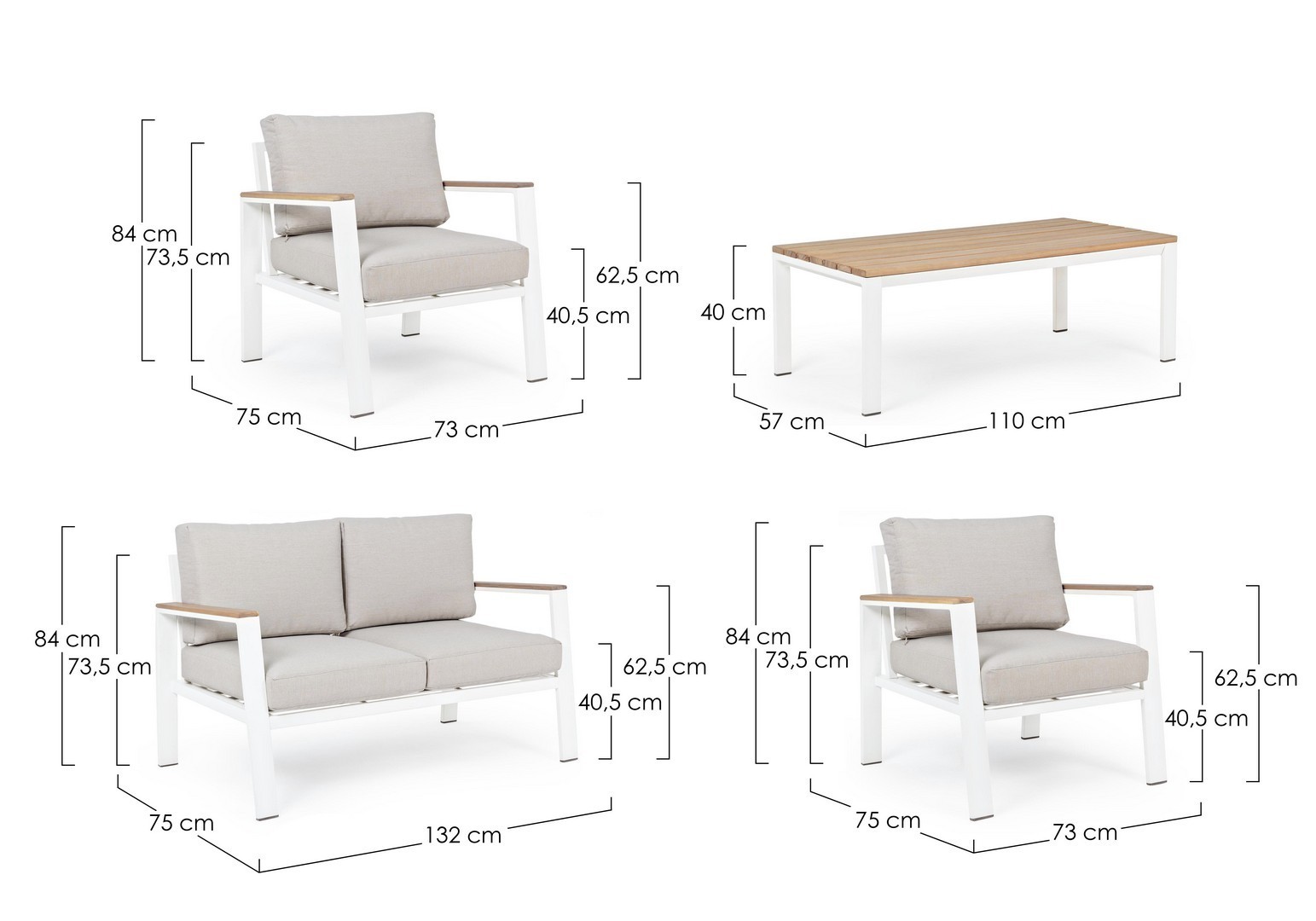 Image of Set salotto giardino Belmar bianco