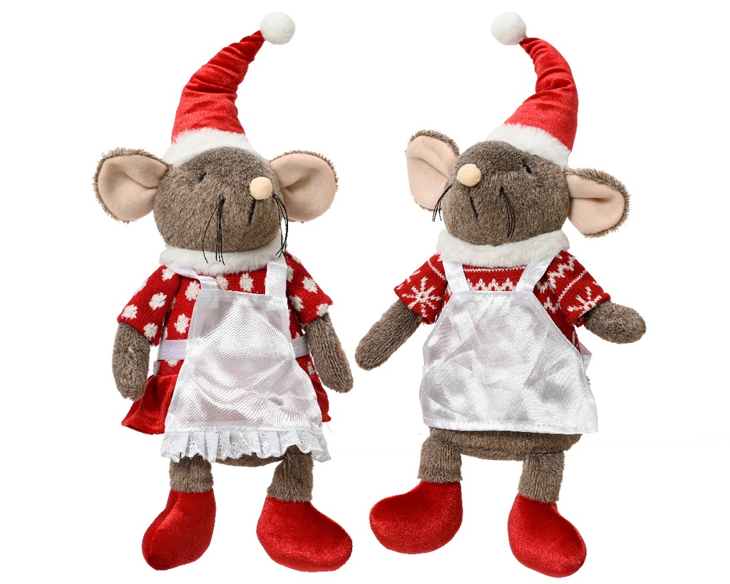 Image of Topolino rosso con grembiule 16x12x45 cm
