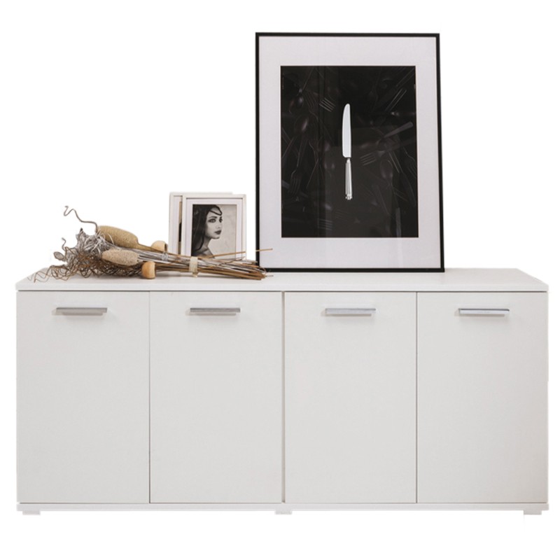 Image of (2c) Mobile multiuso da soggiorno Bianco in legno nobilitato 180x80x45 cm