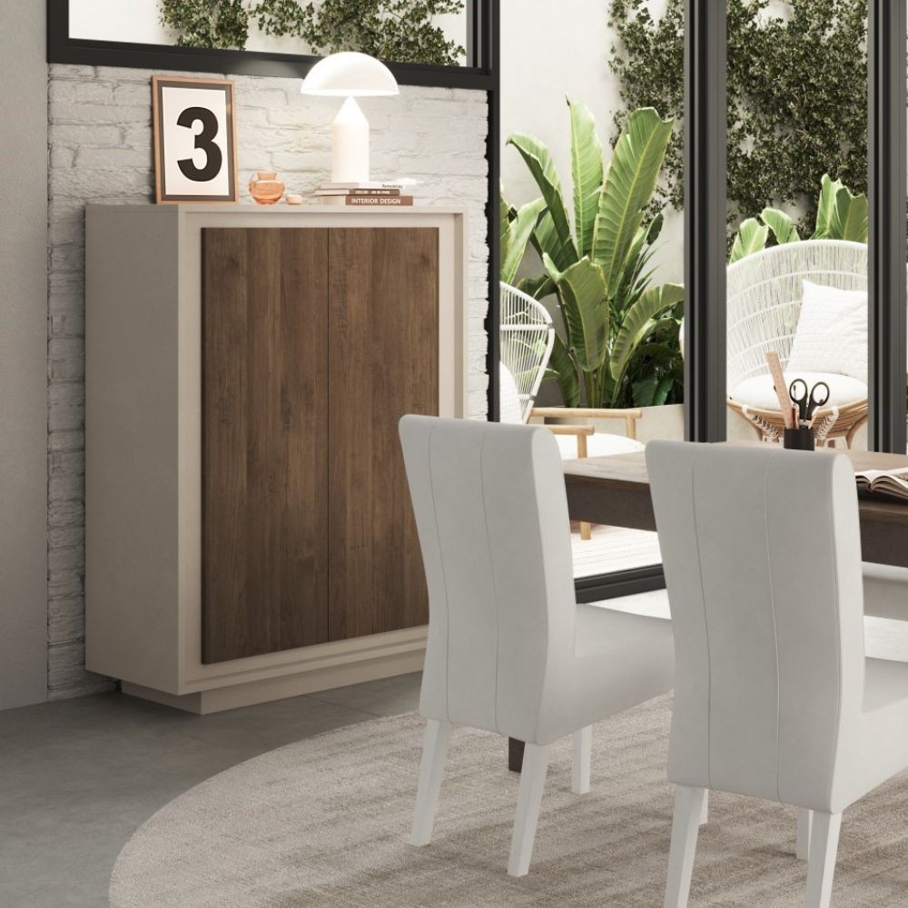 (3c) Contenitore 106x40x171 cm in cashmere e noce