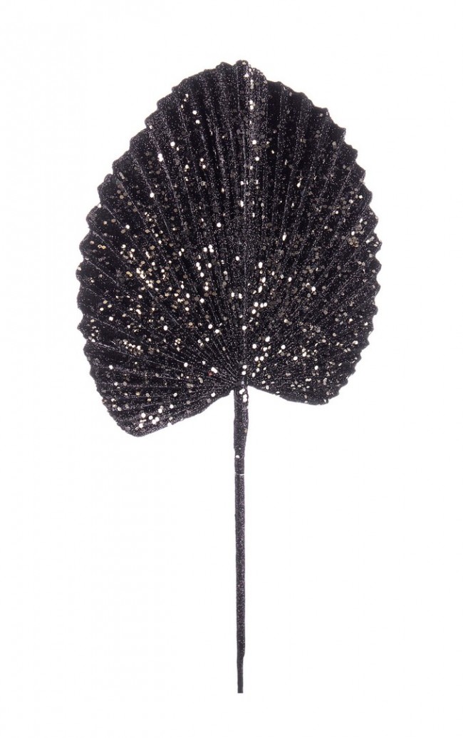 12x Foglia Ventaglio Nero H52Cm