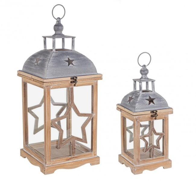 Image of 2x Set2 Lanterna Isa Legno Nat C