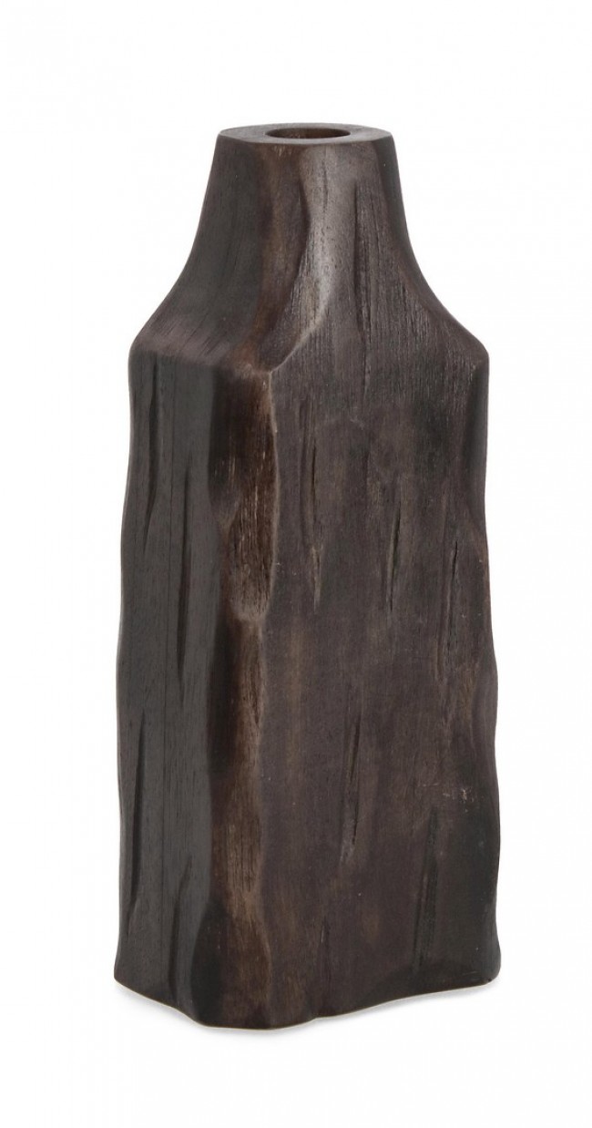Image of 4x Bottiglia decorativa in legno marrone scuro 10,5x7,5x26h