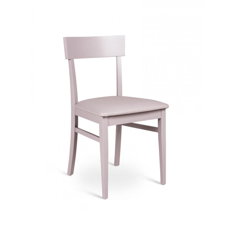 4x Sedia in legno laccato grigio chiaro con seduta in similpelle 445xh. 82 cm