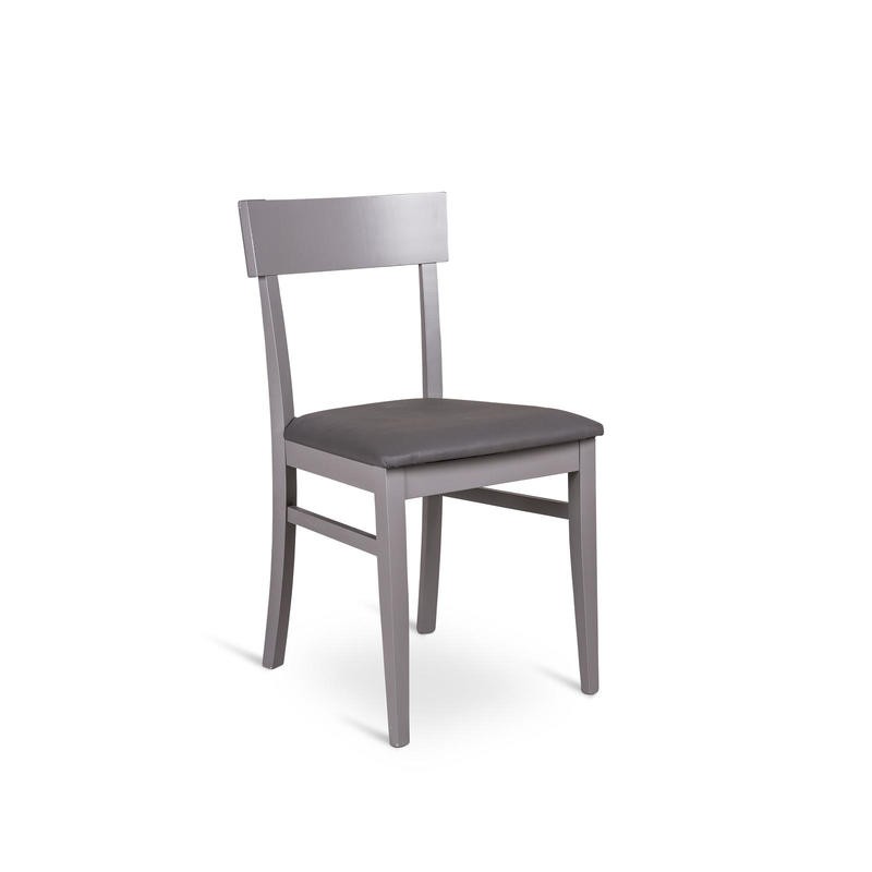 4x Sedia in legno laccato grigio scuro con seduta in similpelle 445xh. 82 cm