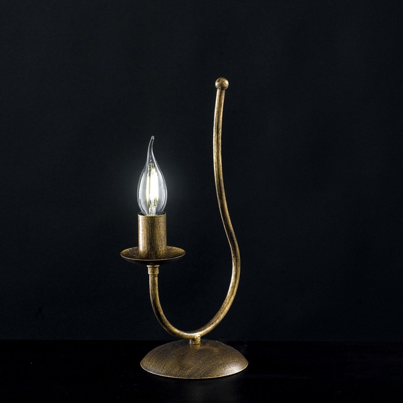 Image of Lumetto comodino in ferro Marrone Oro una luce 18x h35 cm