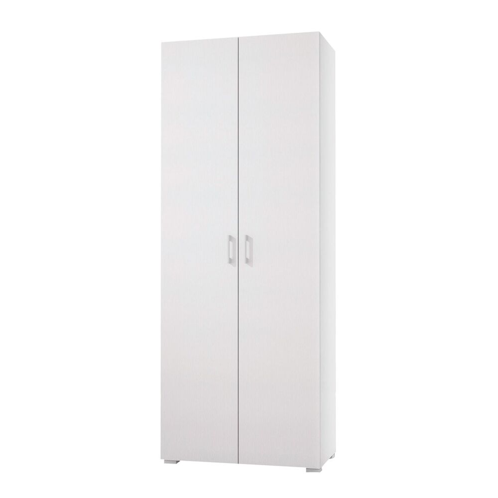 Image of Armadio Multiuso Con 2 Ante 1 Cassetto E 6 Ripiani Interni bianco ante bianco