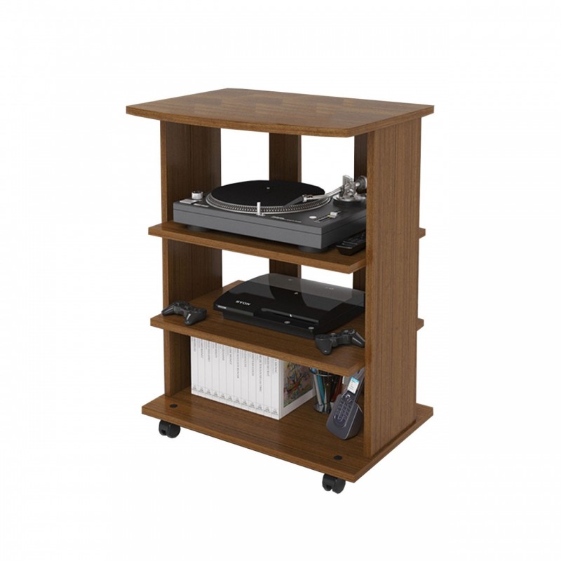 Image of Carrello porta Tv noce antico 2 ripiani aperto Cm 60x45xH 81