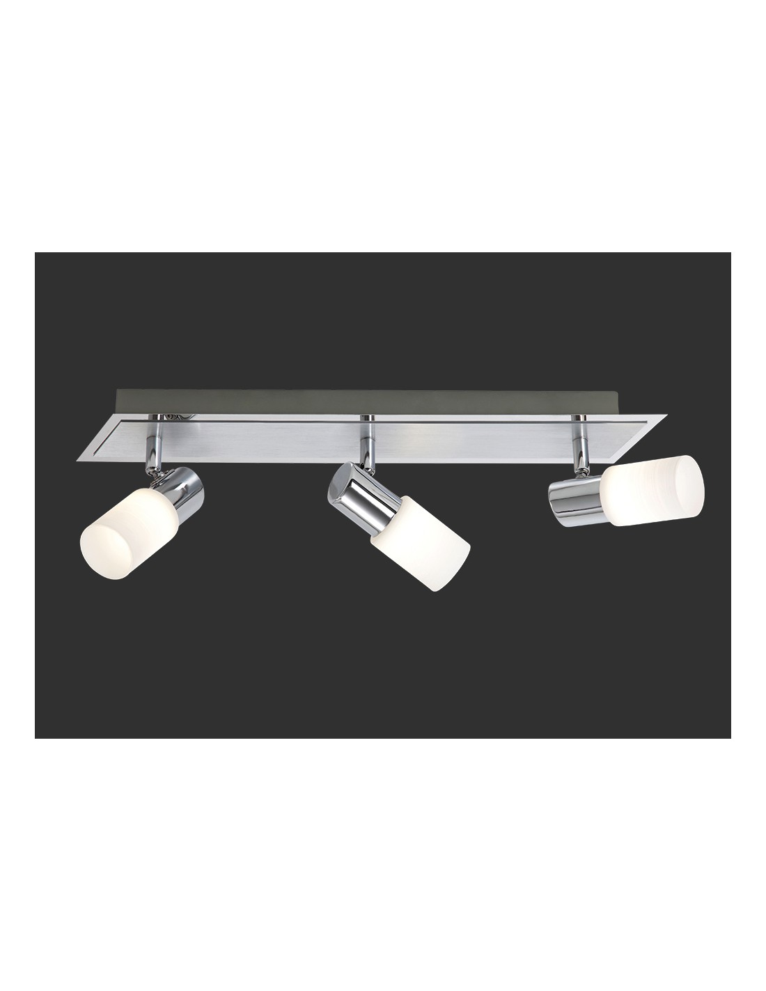 Image of Faretto Clapton 3 Spot Led Cromo E Vetro Bianco L50 cm Trio Lighting