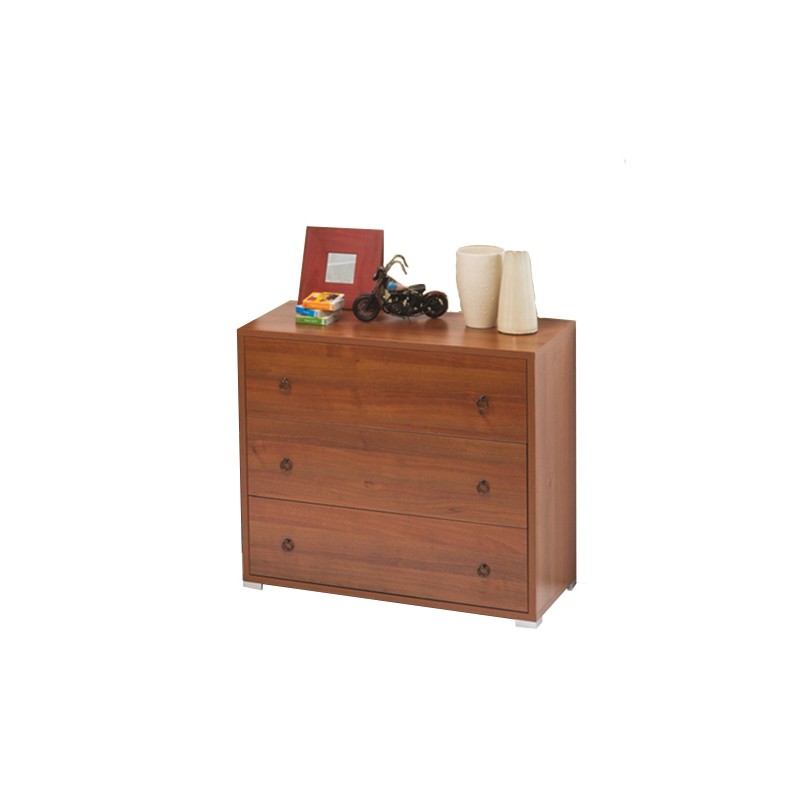 Image of Como' maxi 3 cassetti noce antico in legno nobilitato H.81x L.91x P.45 cm