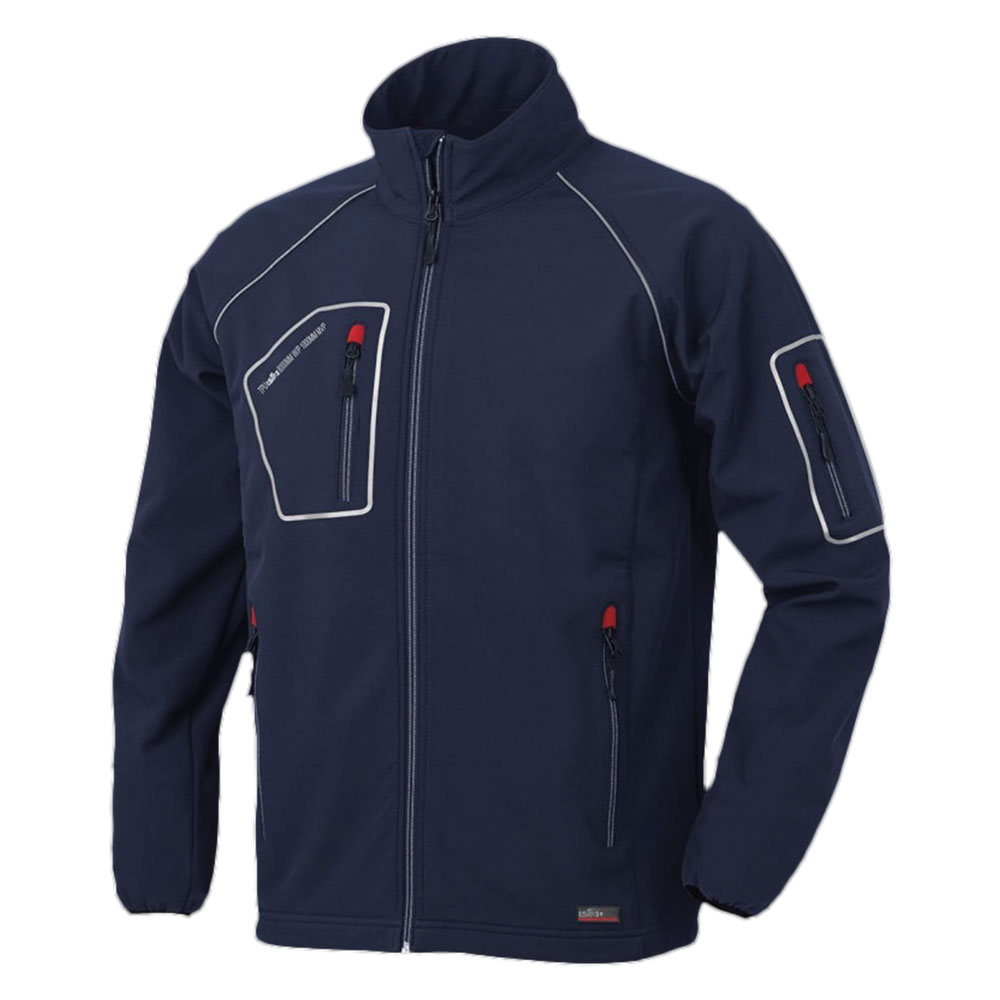 Giubbino softshell XL blu con tasche e cerniere