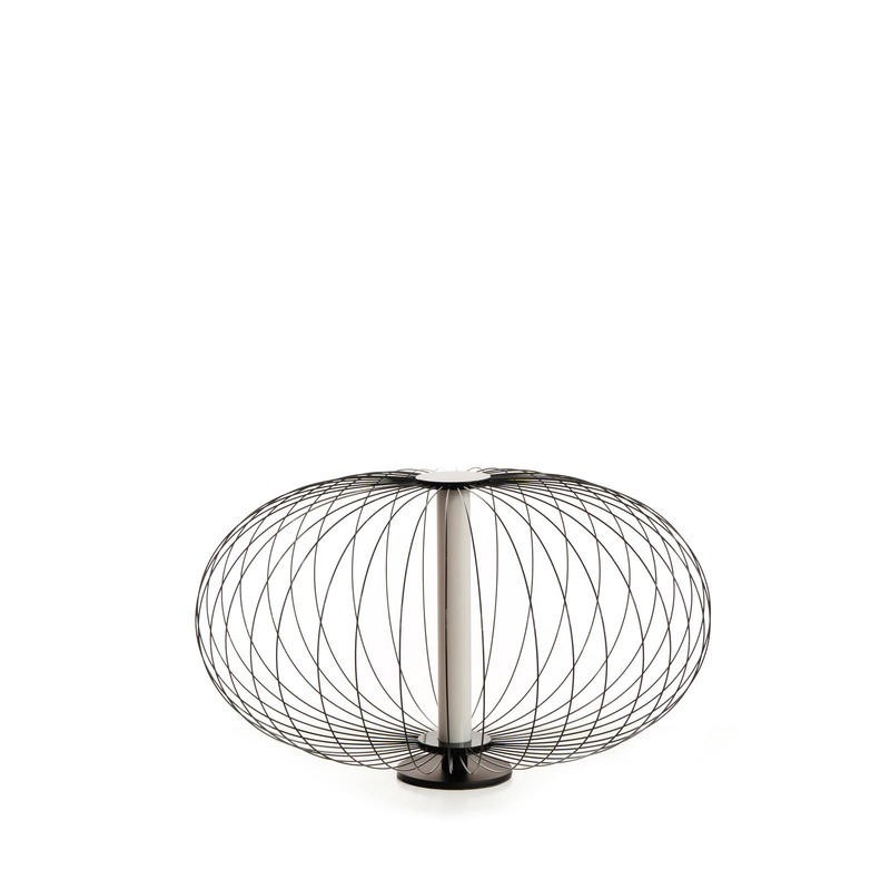 Lampada da tavolo led paralume in acciaio nero lucido 50x50xh. 29 cm